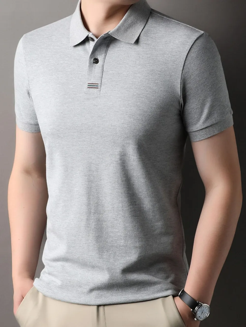 Men's Plus Size Button Detail Short Sleeve Polo, image 9