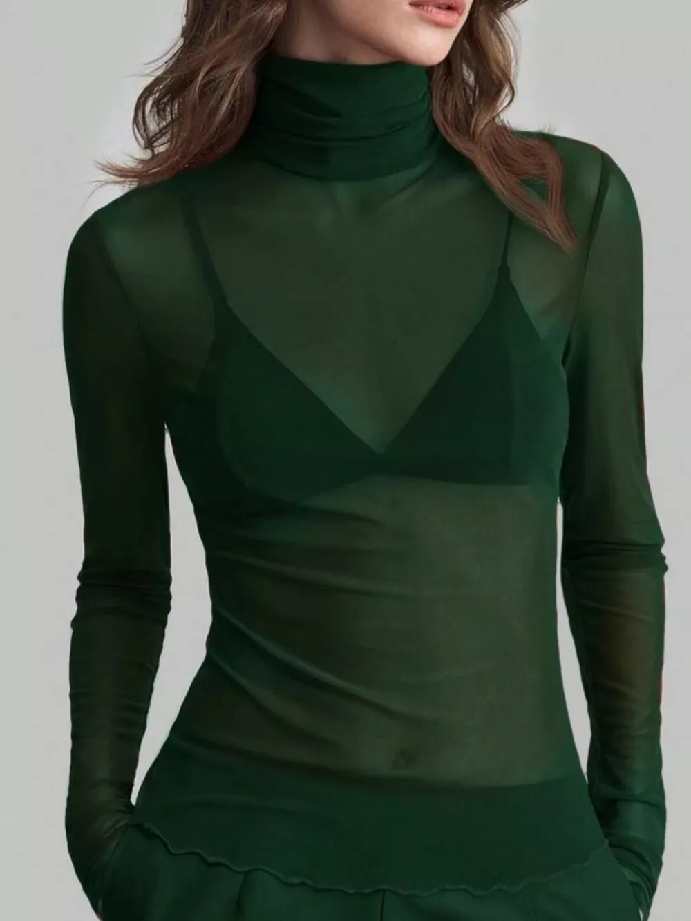 Sheer Mesh Turtleneck Top, image 15