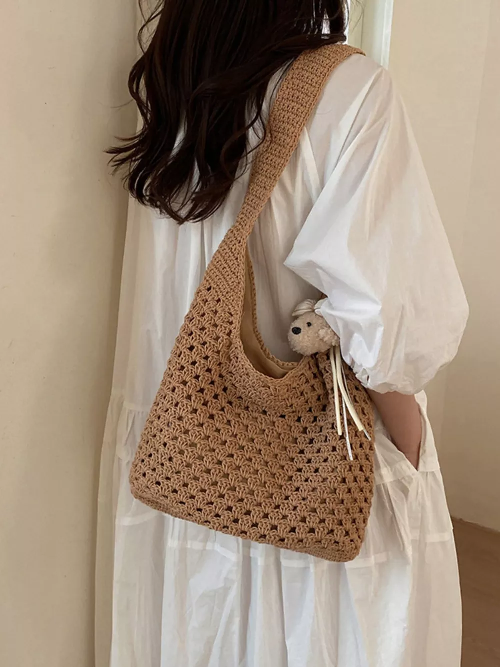 Crochet Knit Shoulder Bag, image 8