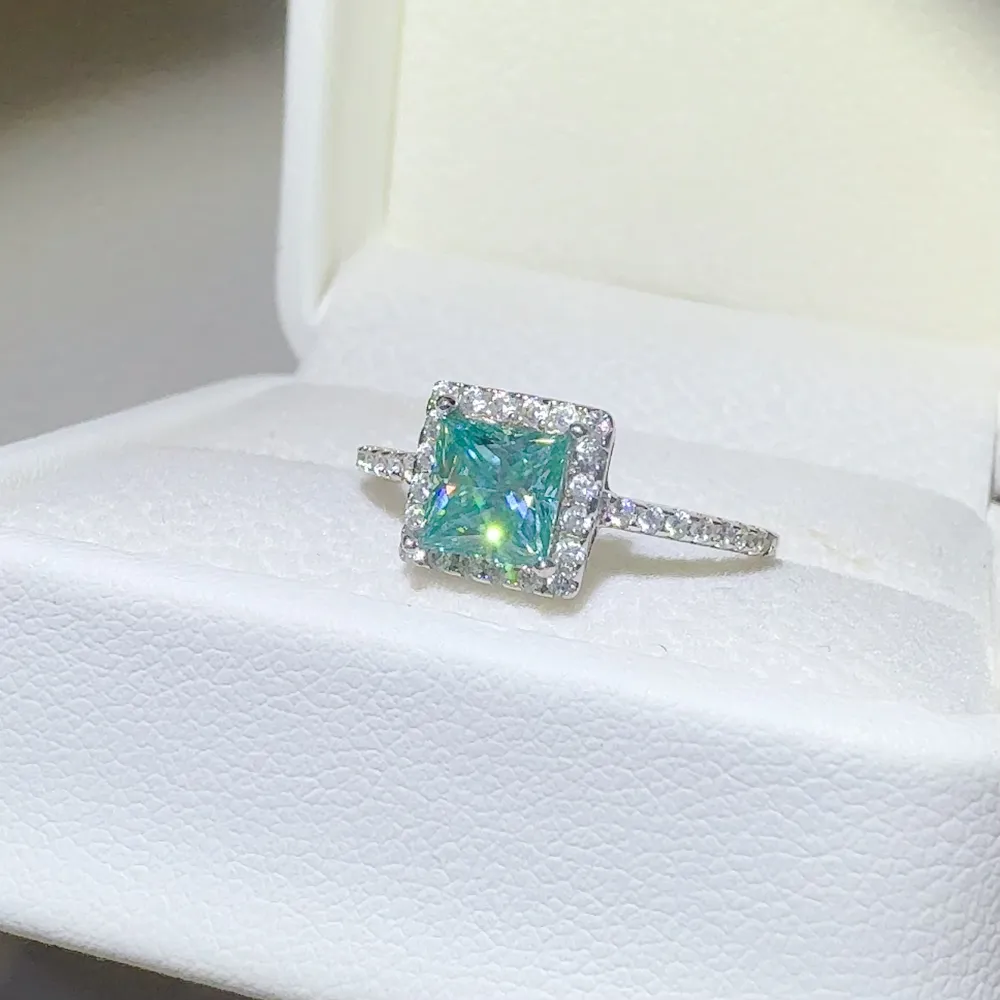 2 Carat 925 Sterling Silver Moissanite Square Shape Ring, image 4