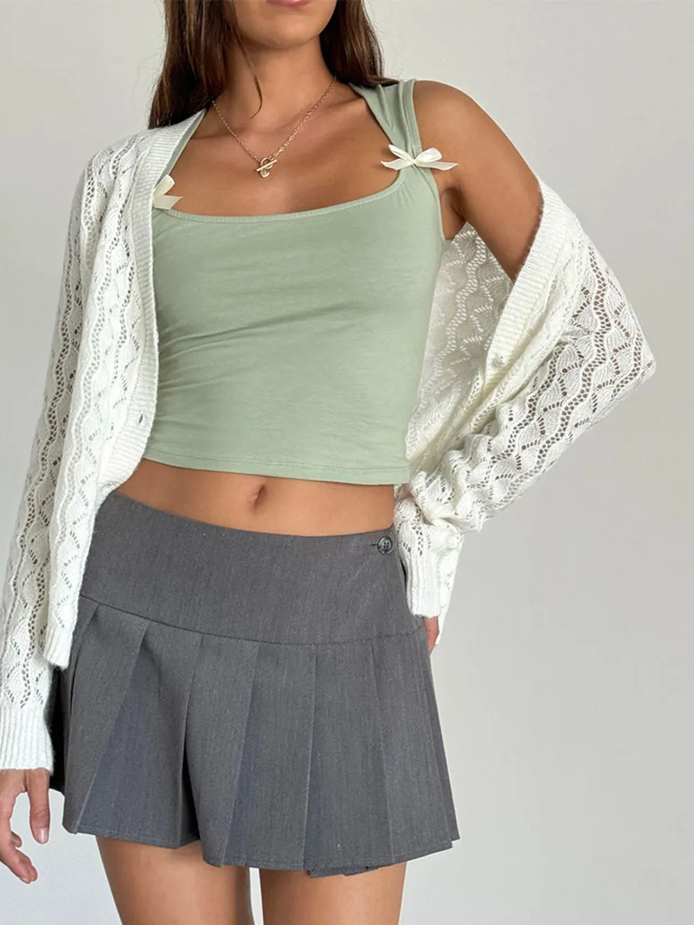 Bow Detail Square Neck Cropped Tank, image 6
