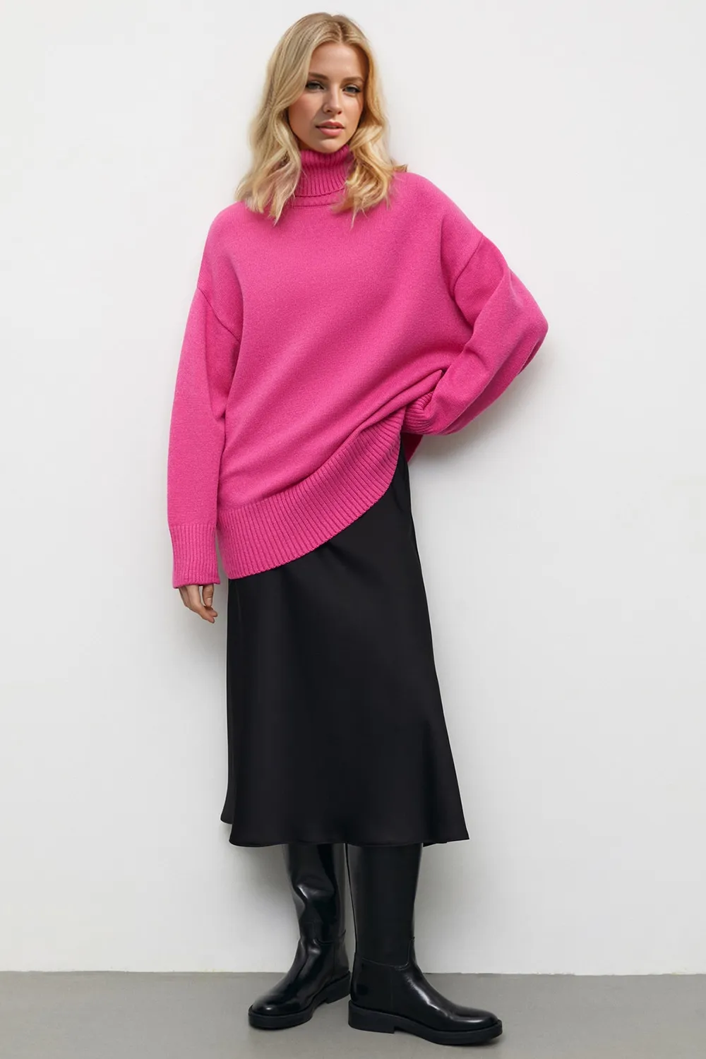 Turtleneck Dropped Shoulder Long Sleeve Sweater, image 5