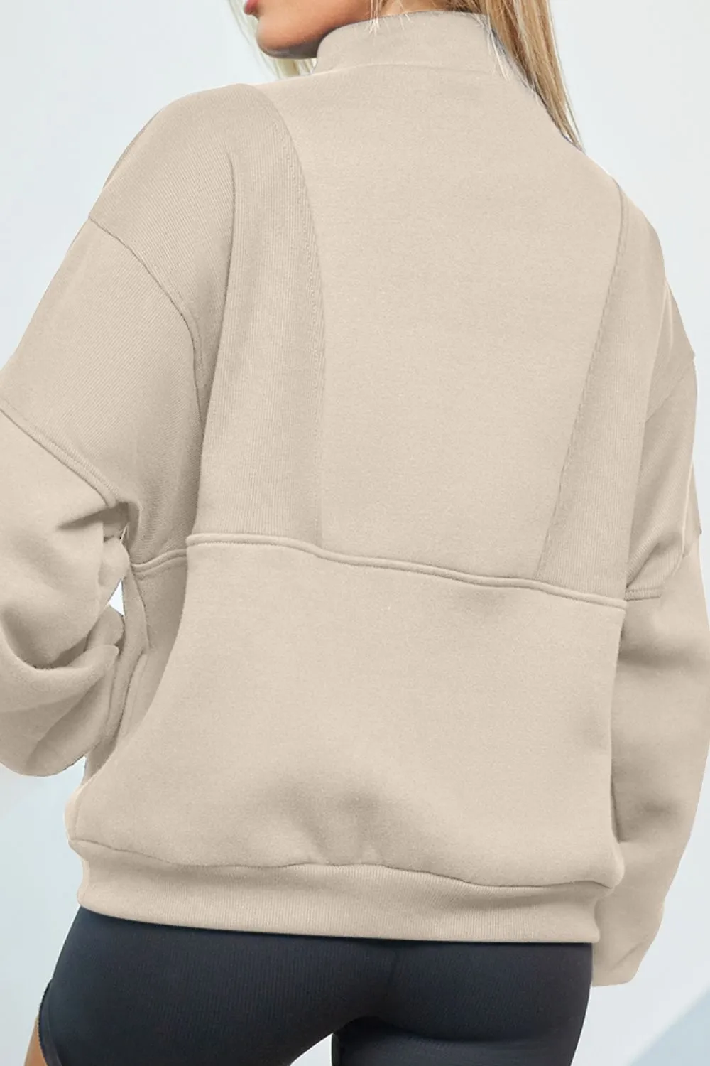 Half Zip Drop Shoulder Long Sleeve Sweatshirt, image 24