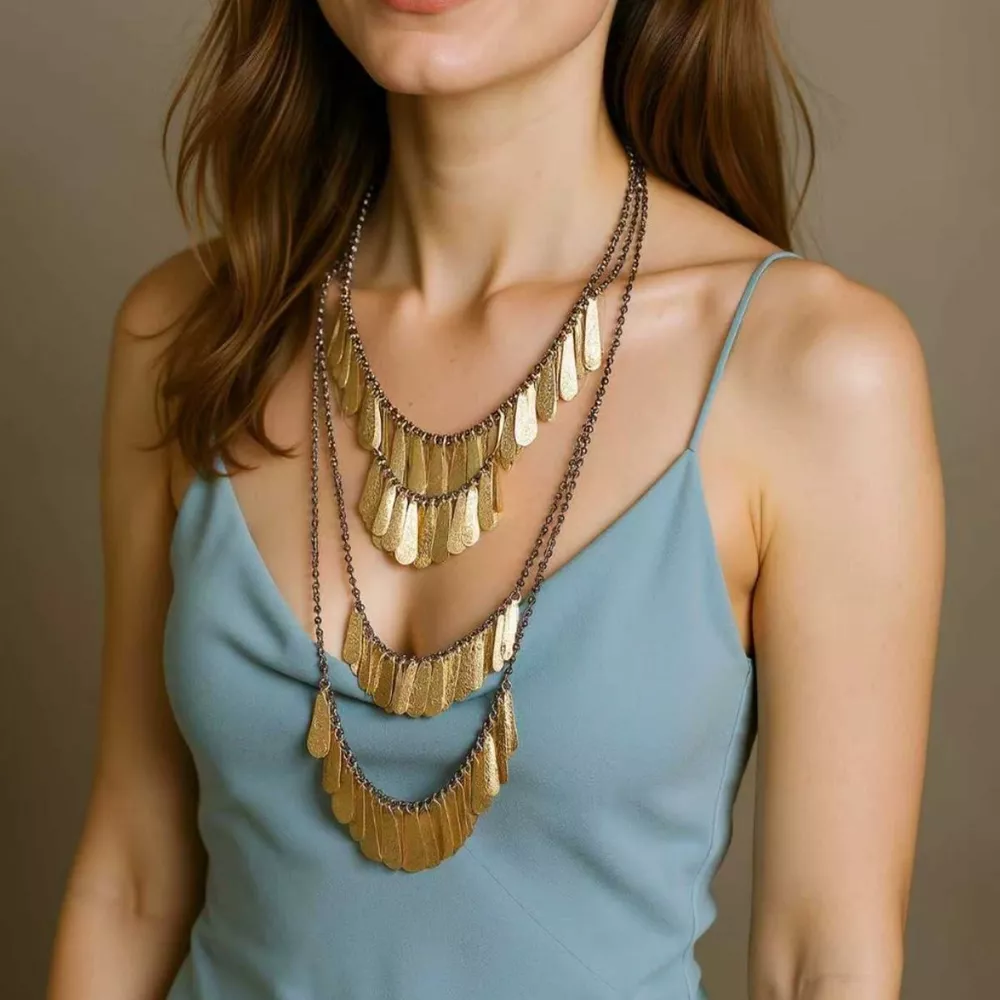 4-Piece 18K Gold-Plated Iron Tassel Necklace
