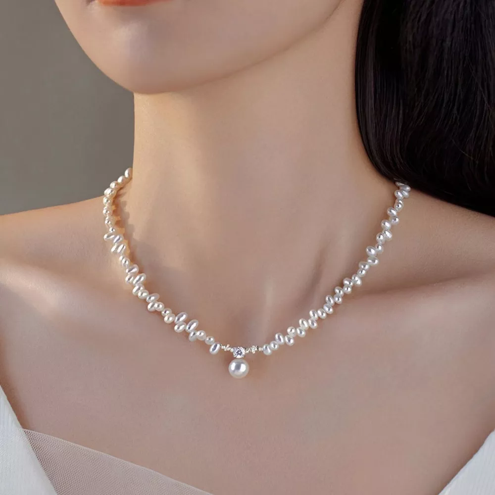 Irregular Freshwater Pearl Pendant Necklace, image 2