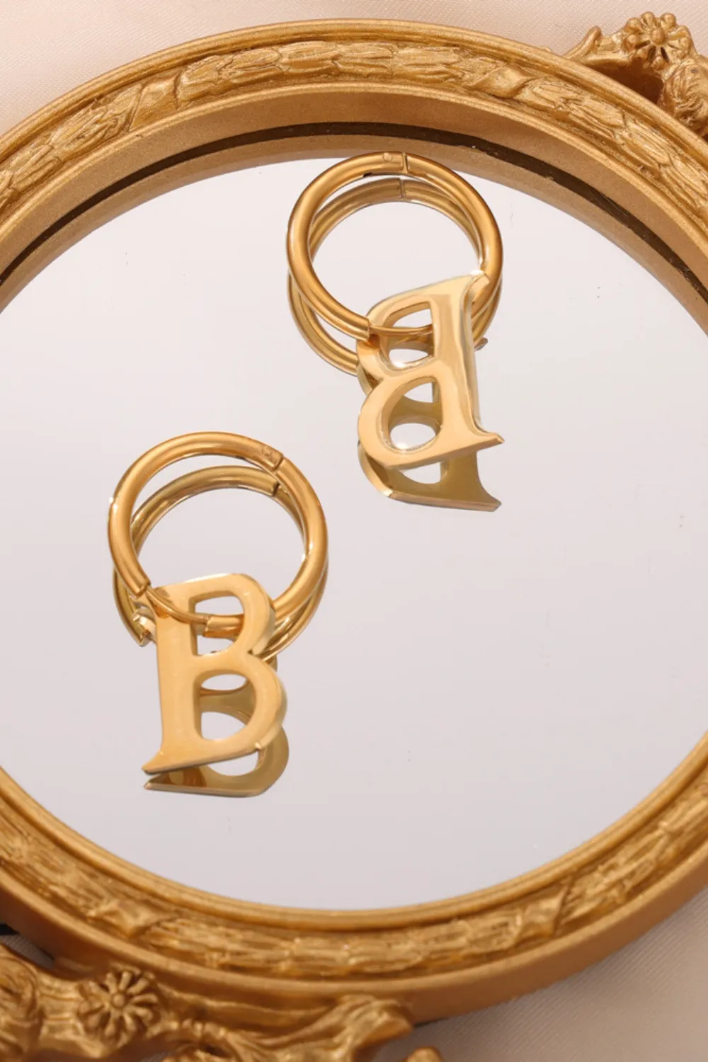 Titanium Steel Letter Hoop Earrings, image 4