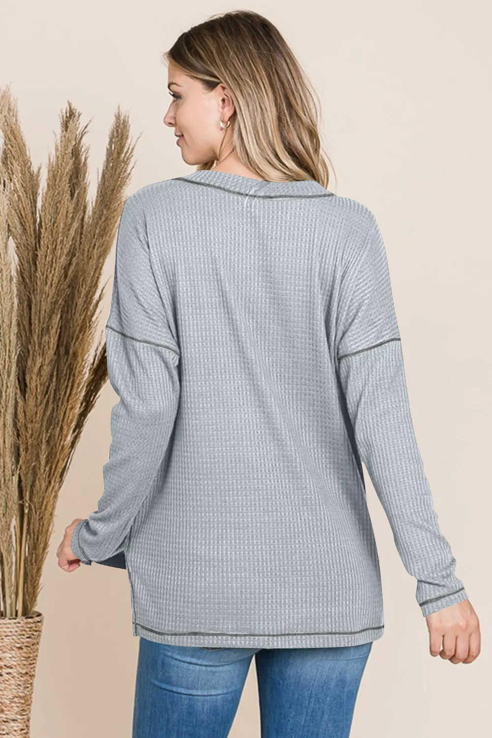 V Neck Long Sleeve Top, image 3
