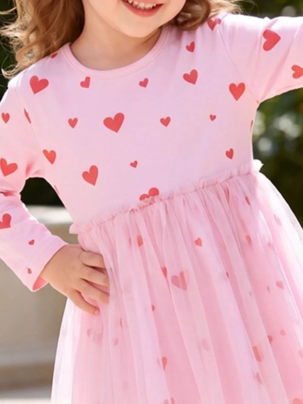 Children's Heart Print Tulle Dress, image 3