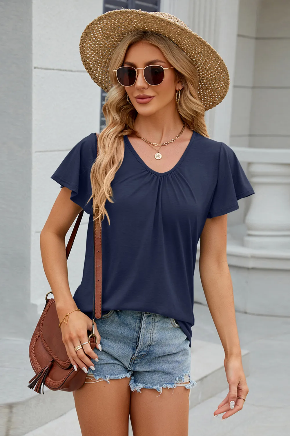 V-Neck Short Sleeve T-Shirt, image 27