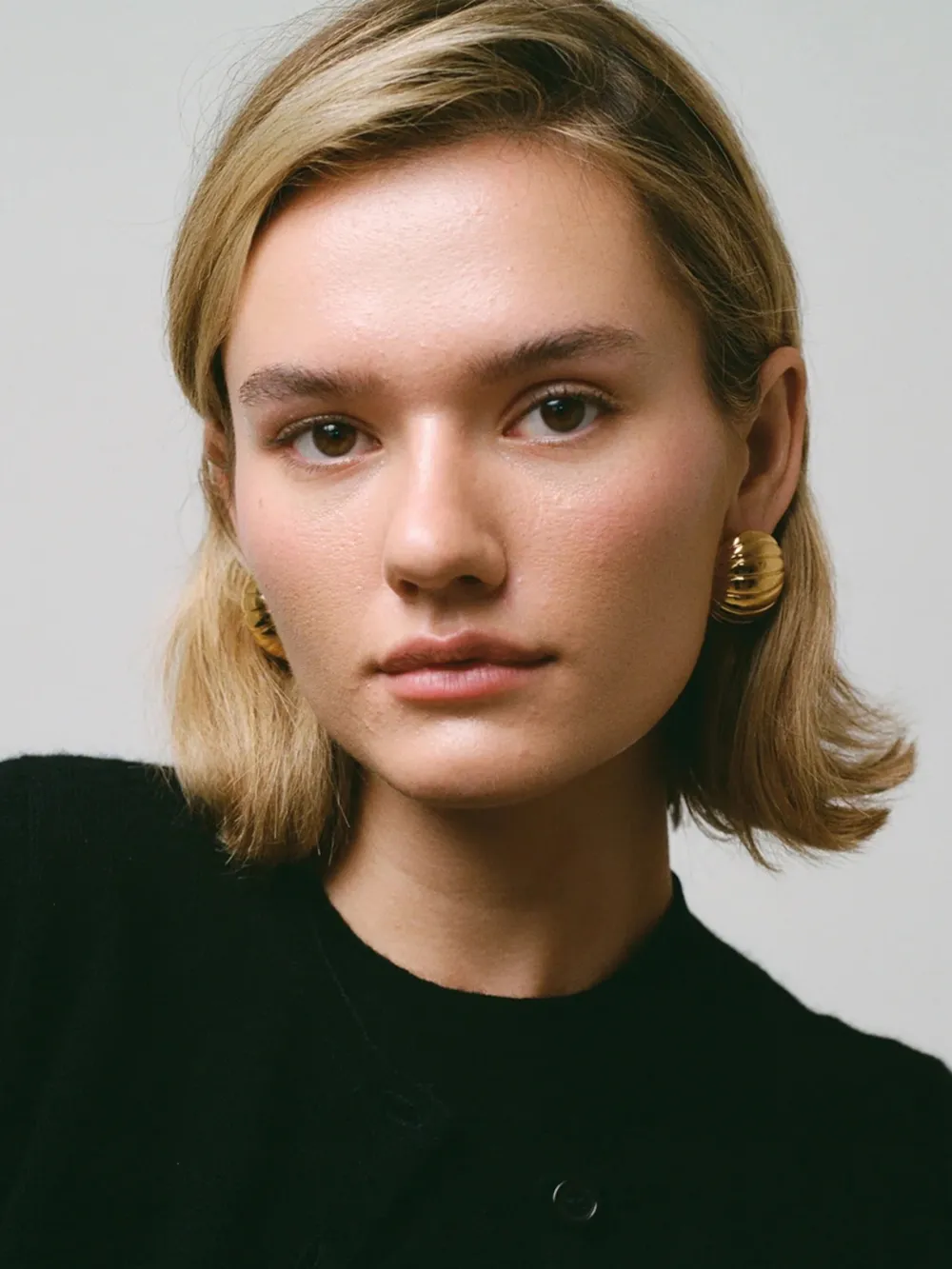 18K Gold-Plated Stainless Steel Ribbed Earrings, image 6