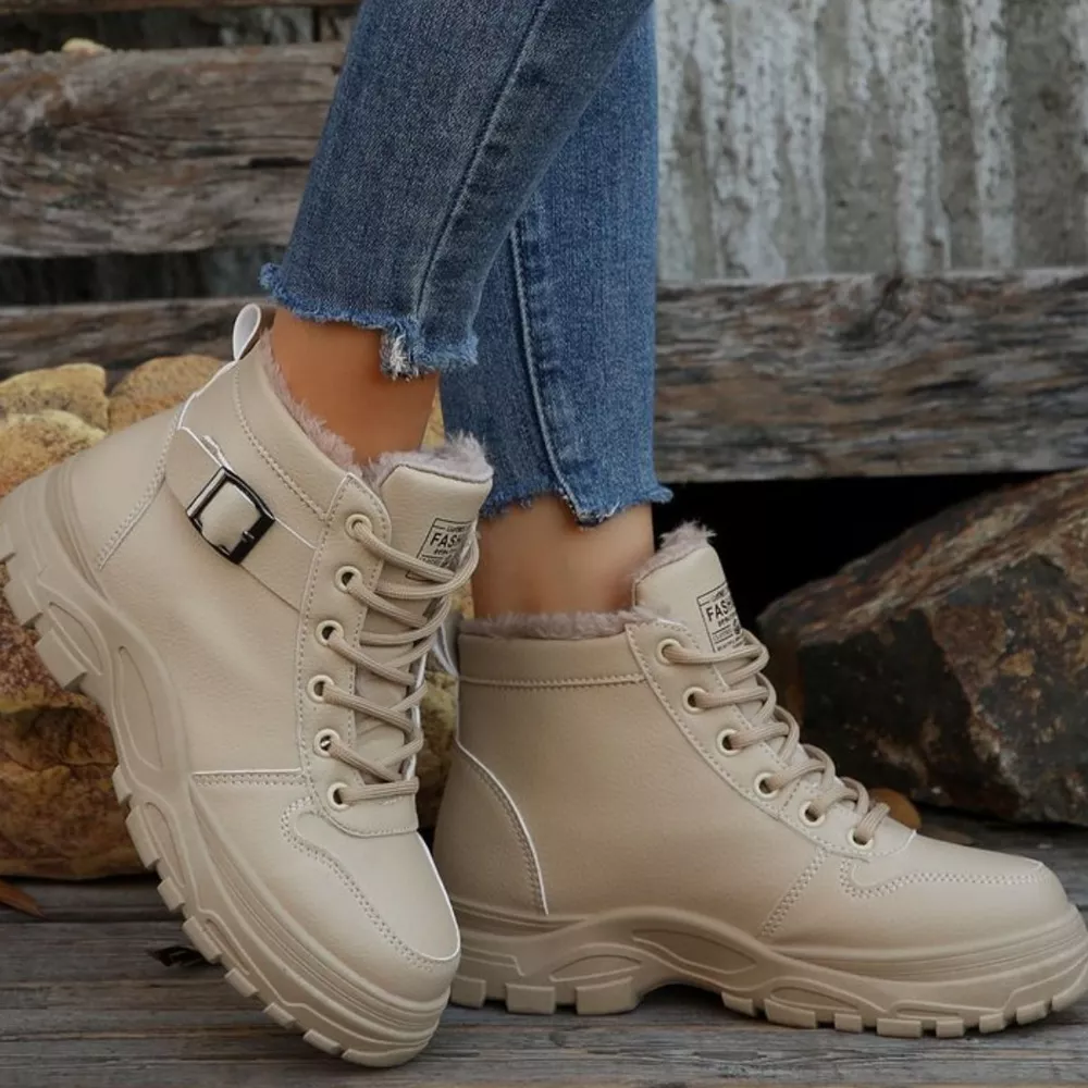 Warm Lined Ankle Boots with Buckle Detail, image 11