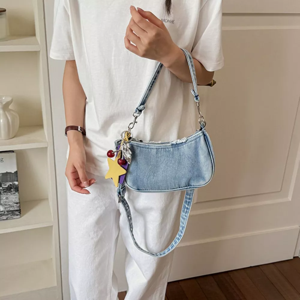 Star Charm Denim Shoulder Bag, image 11
