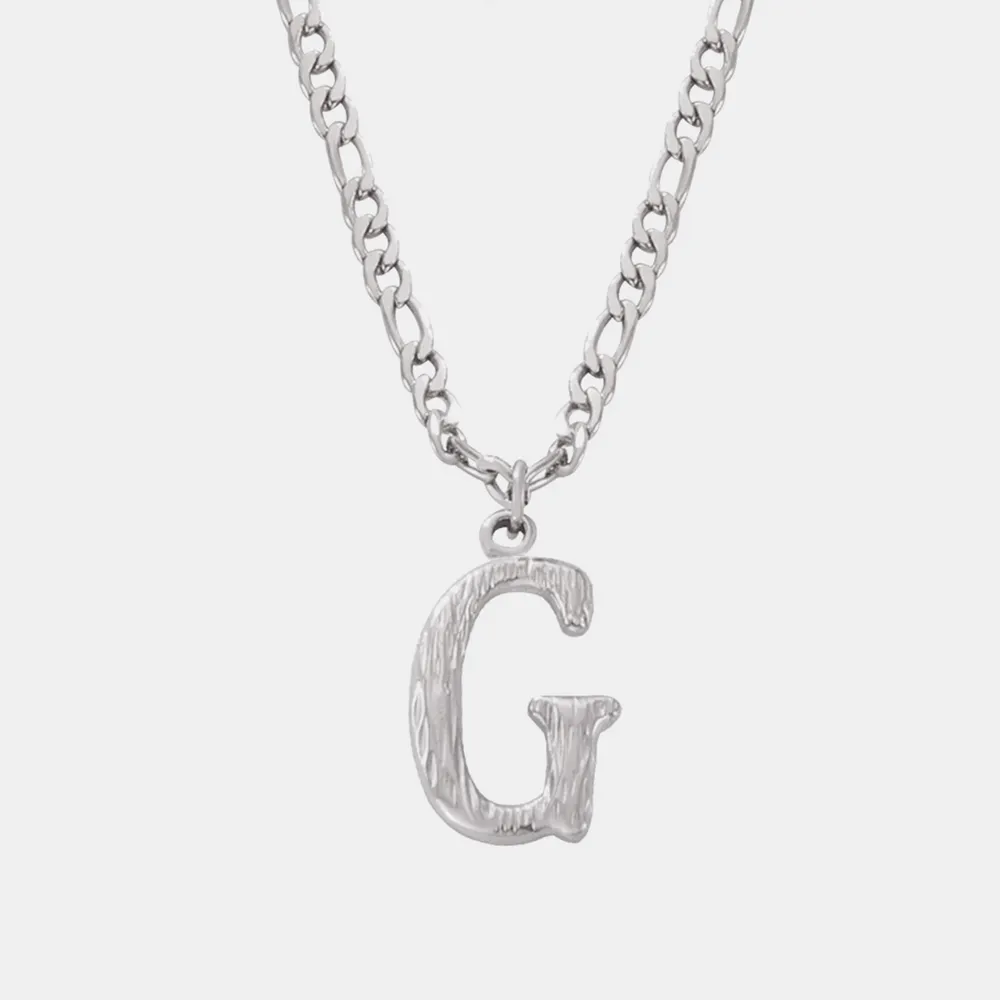 Titanium Steel Letter Pendant Necklace, image 7
