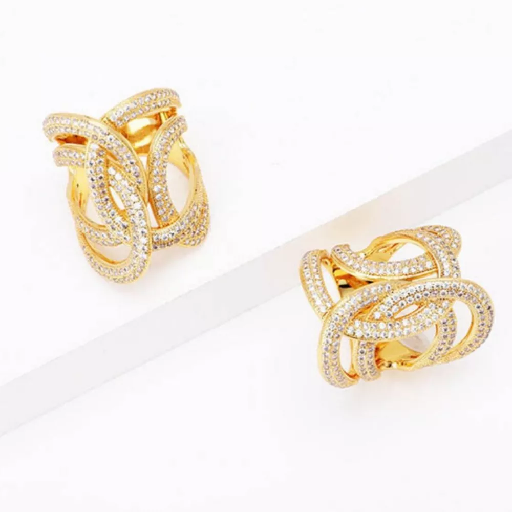 18K Gold-Plated Zircon Interwoven Ring, image 5