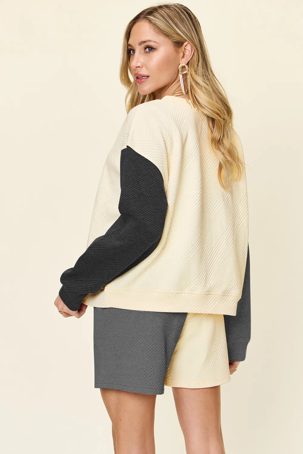 Full Size Contrast Drop Shoulder Top and Shorts Set, image 24