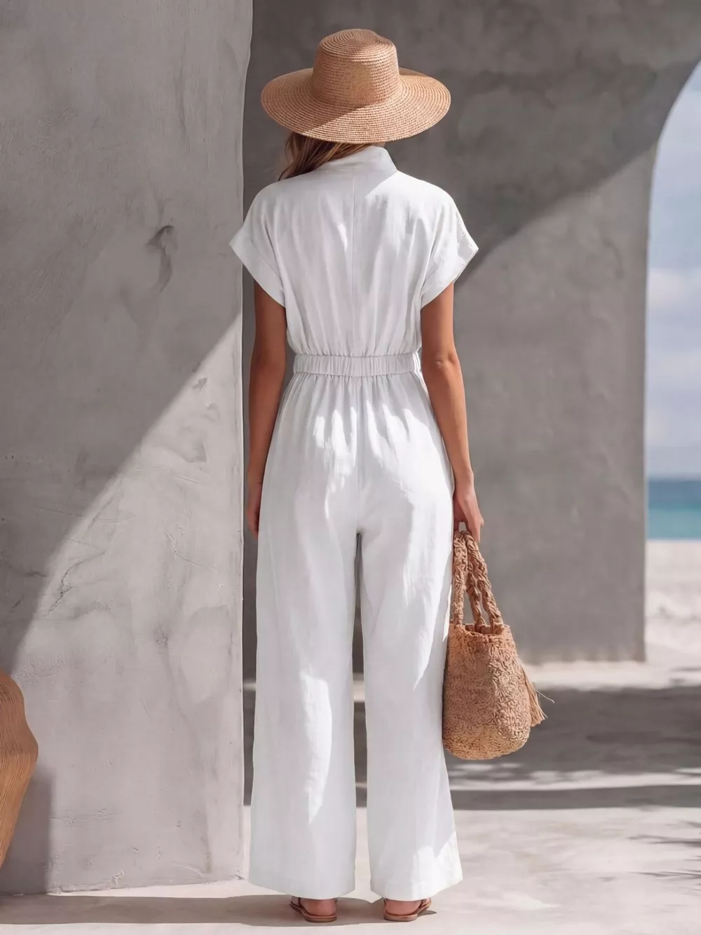 Zipper Front Wide Leg Jumpsuit, image 7
