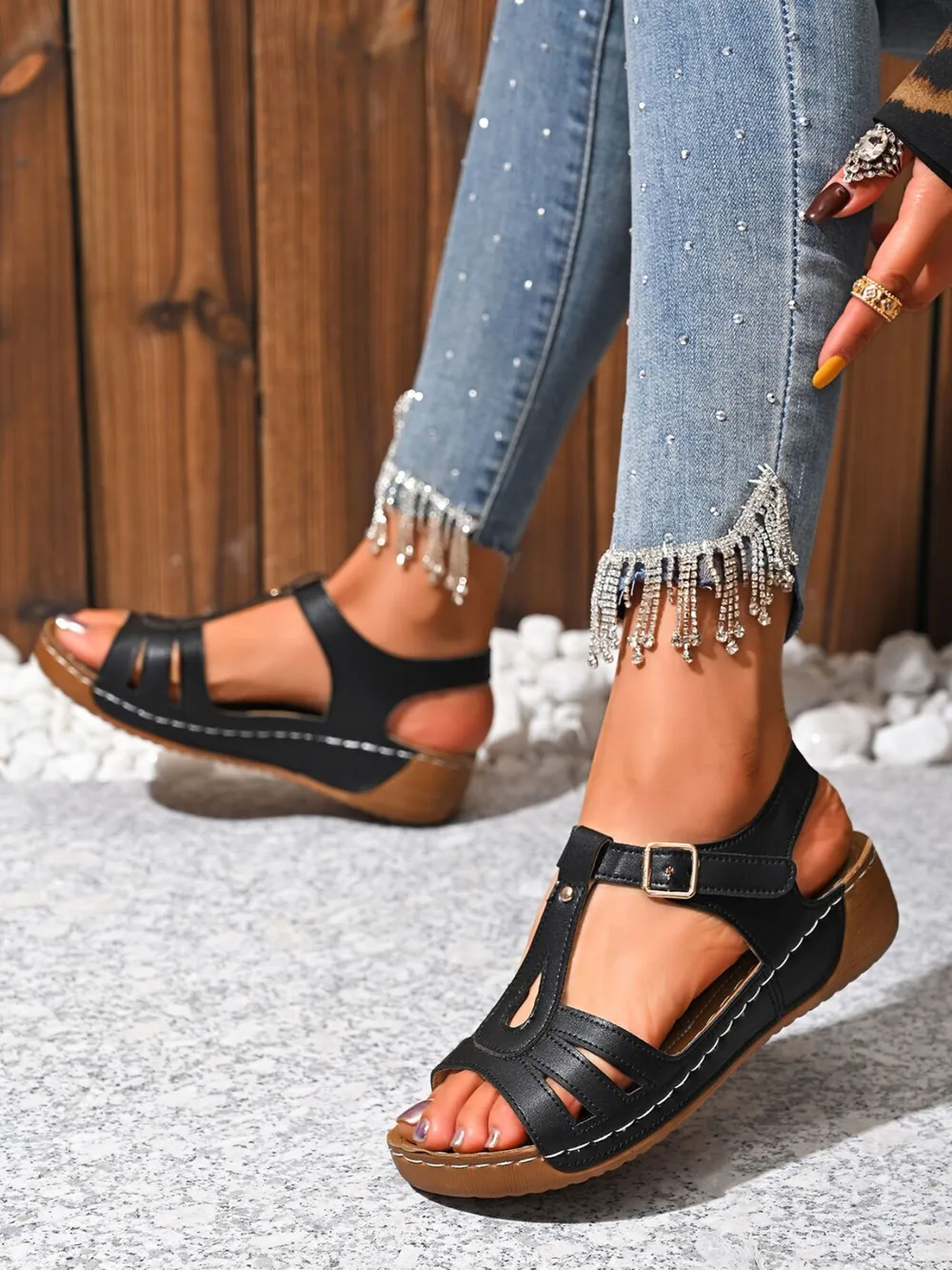 Open Toe Wedge Sandals, image 4