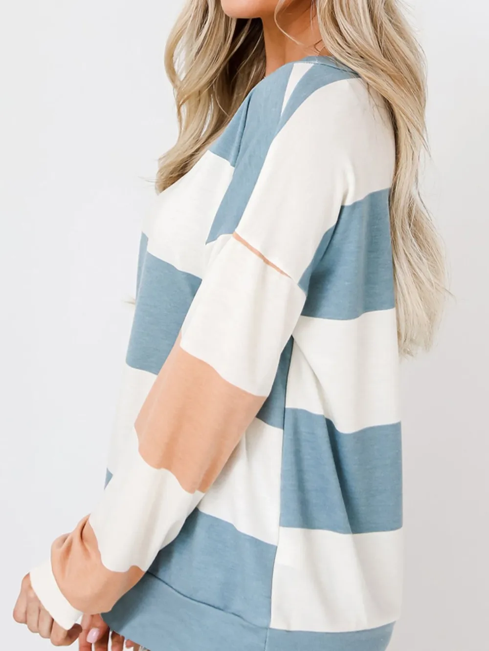 Color Block Drop Shoulder Long Sleeve Top, image 6