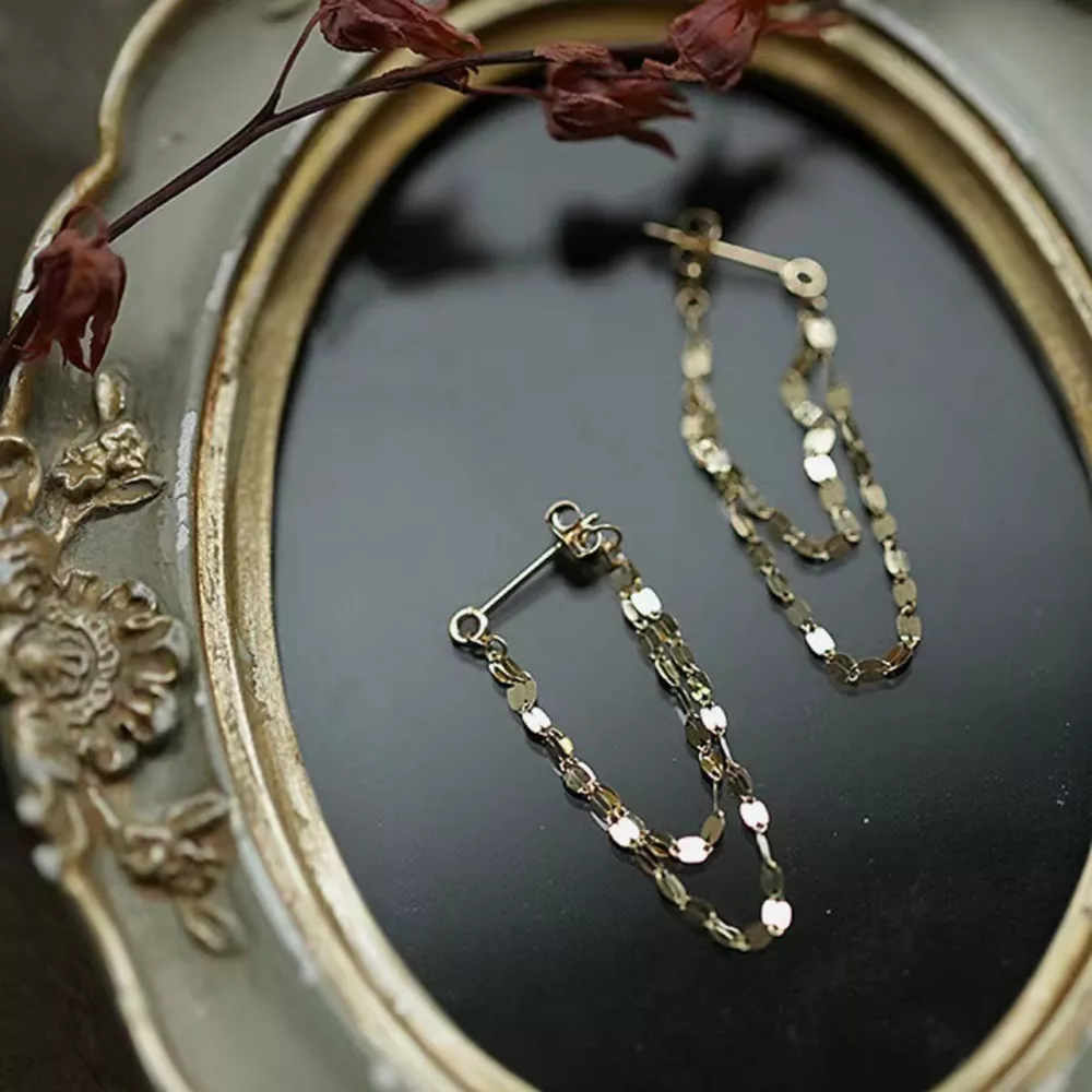 18K Gold-Plated Chain Earrings, image 2