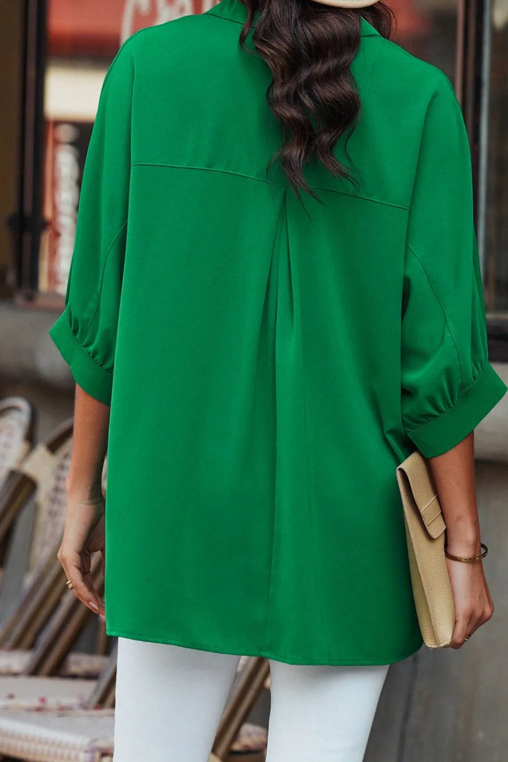 Collared Neck Three-Quarter Sleeve Shirt, image 11