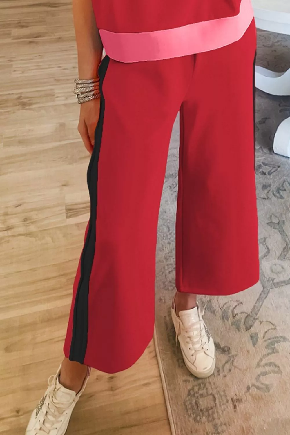 Color Block Detail Tee and Pants Two-piece Set, image 3