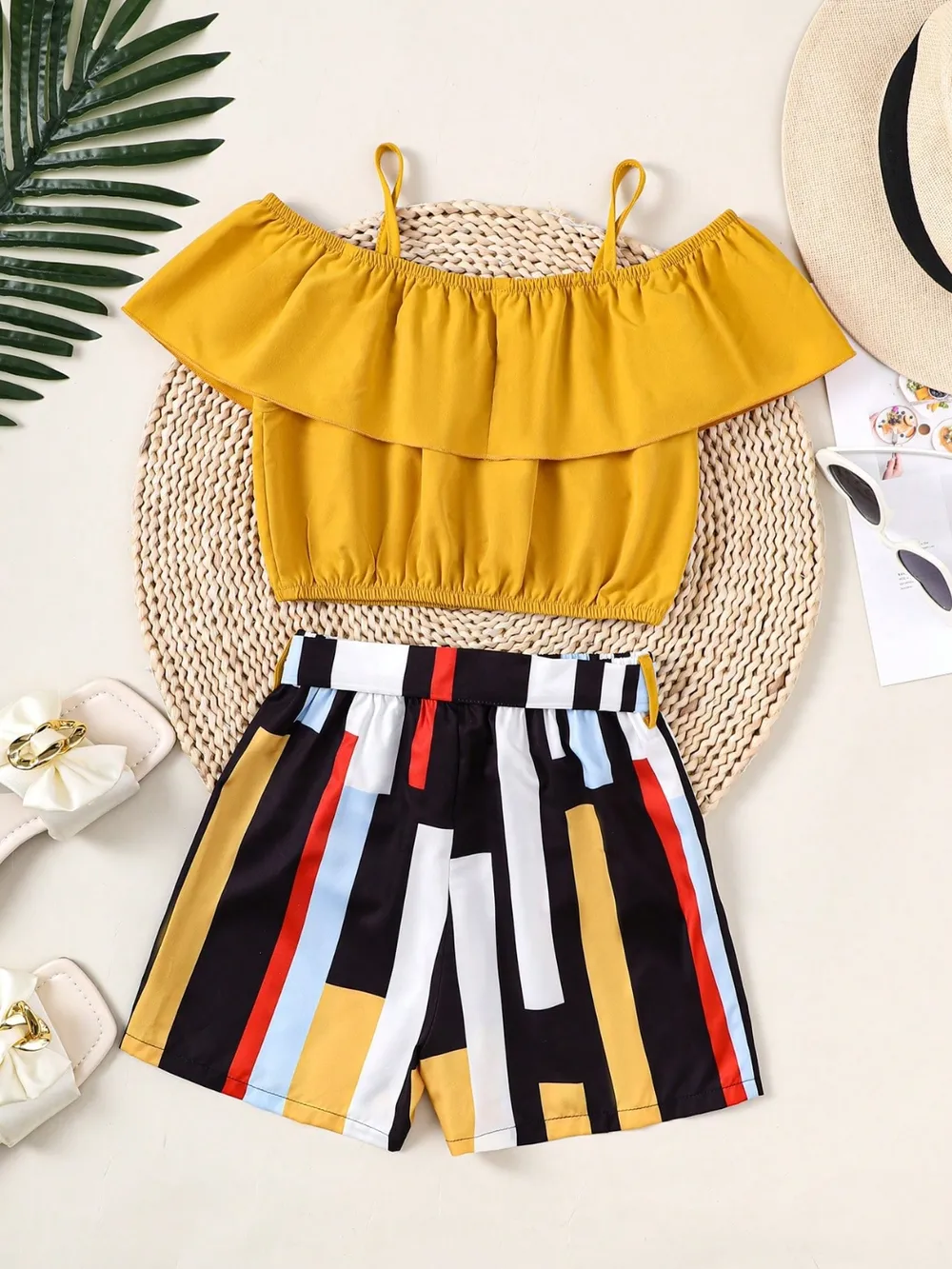 Children's Ruffled Spaghetti Strap Top and Pants Set, image 2