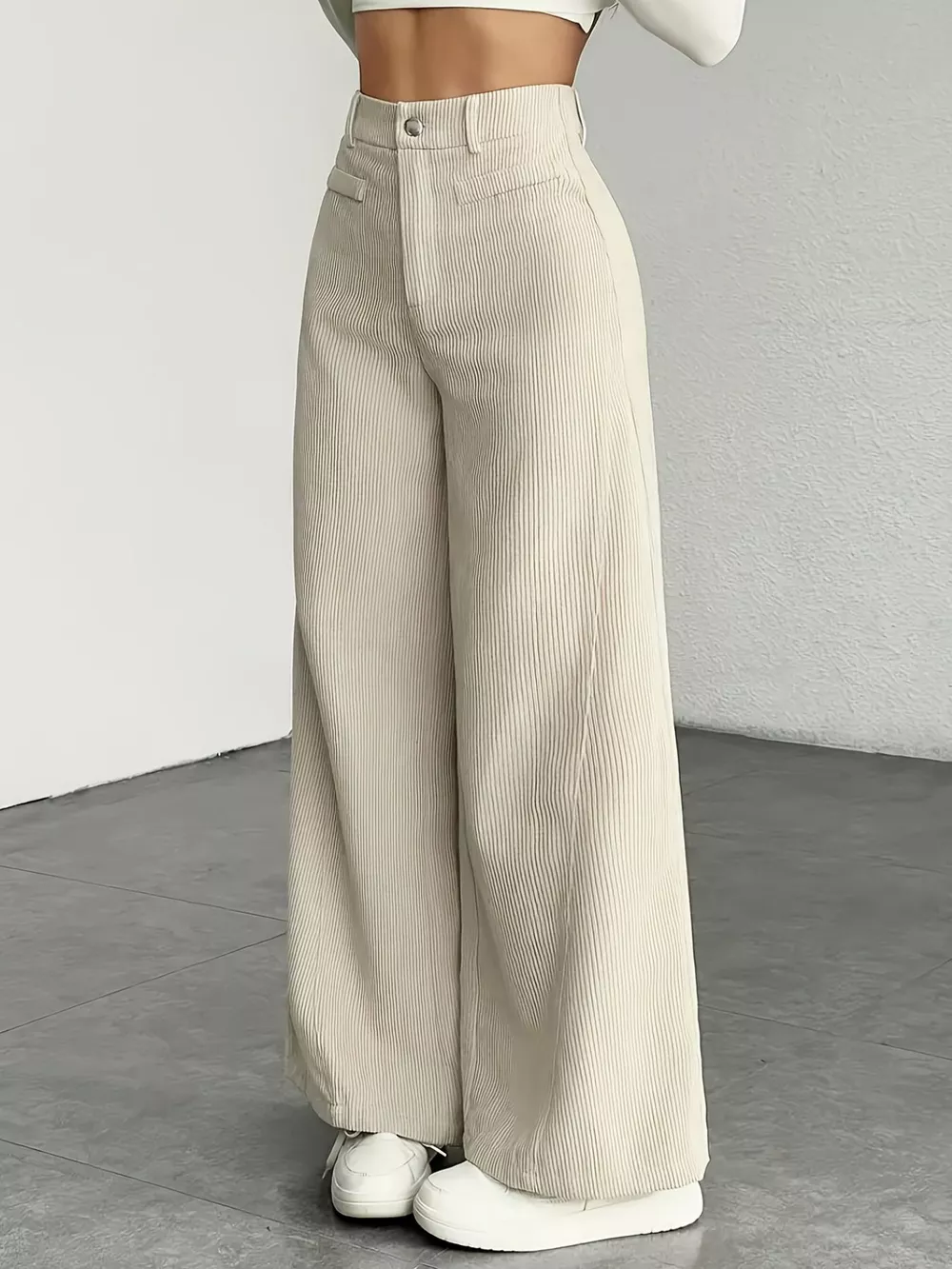 High Waist Corduroy Wide Leg Pants, image 3