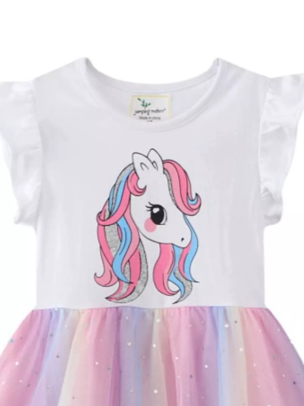 Children's Unicorn Print Rainbow Tulle Dress, image 3