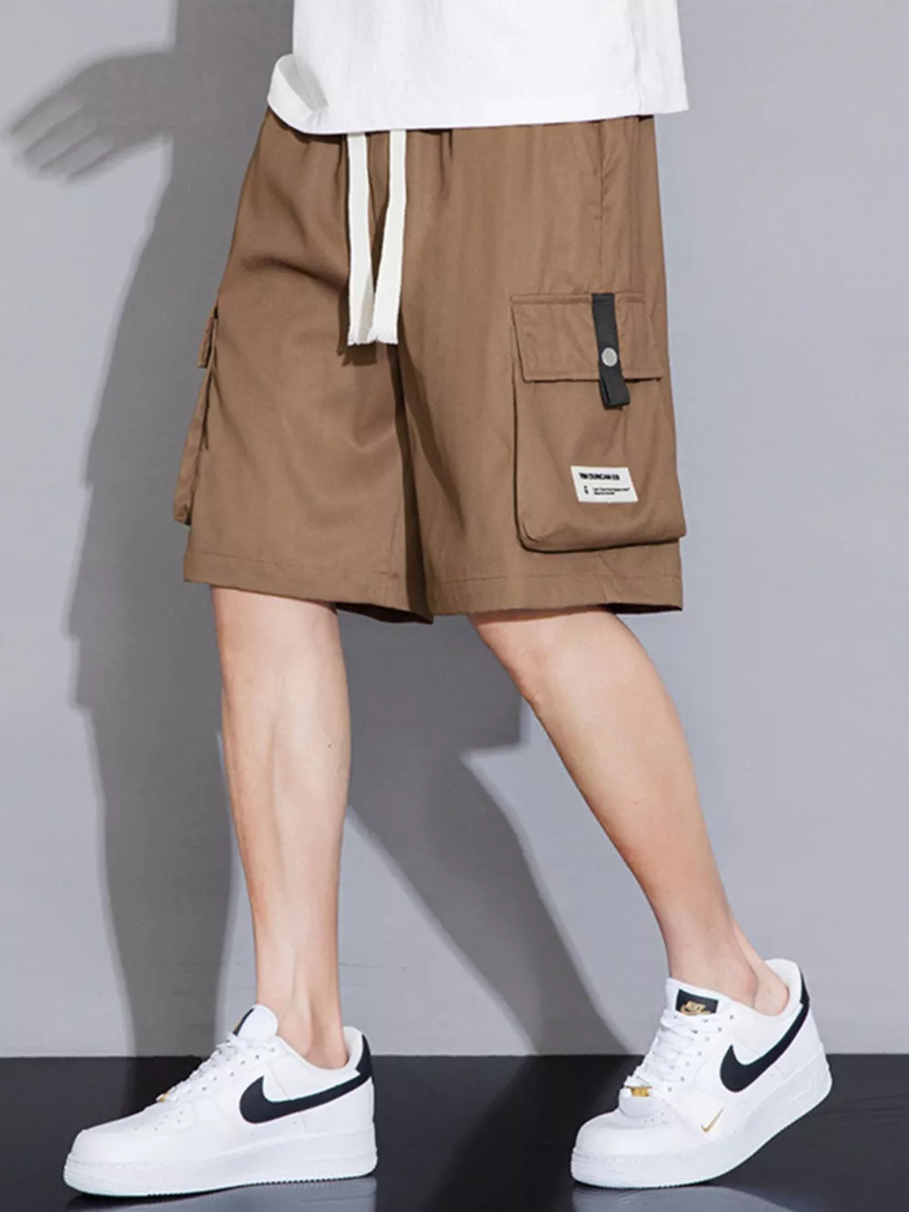 Men's Plus Size Casual Cargo Shorts with Drawstring, image 8