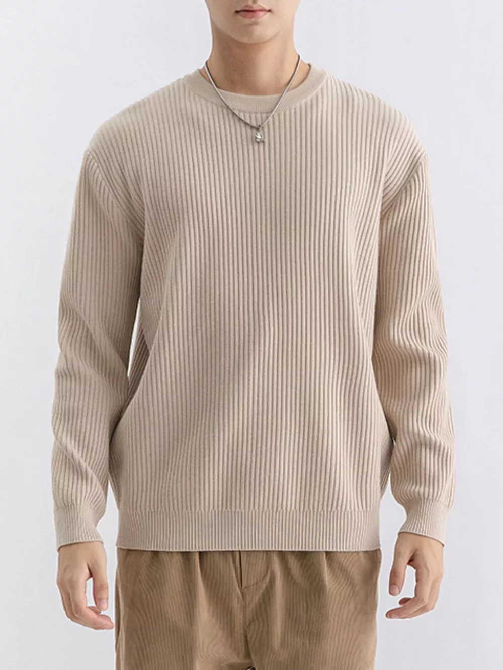 Men's Plus Size Ribbed Knit Crew Neck Sweater, image 15