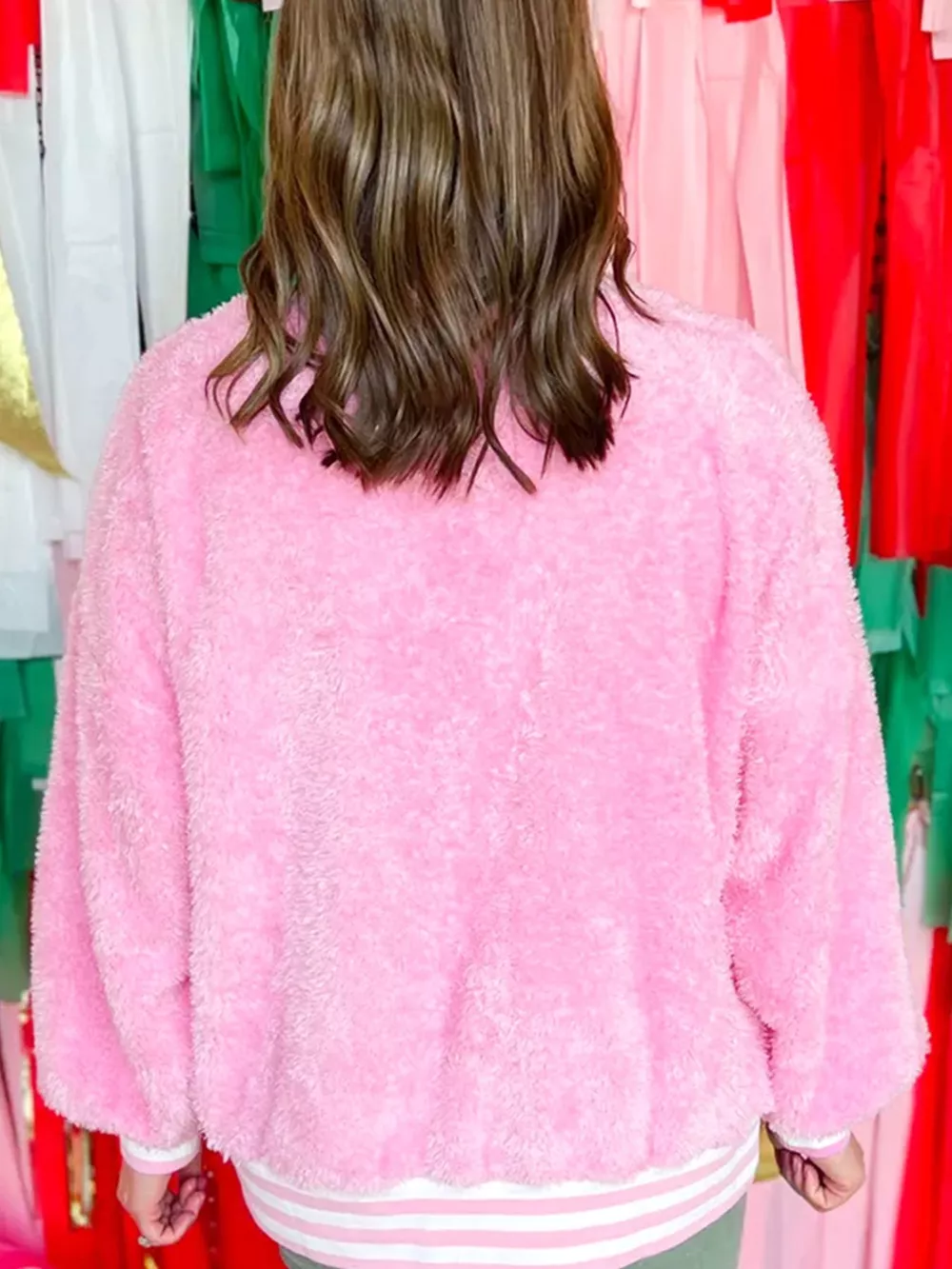 Sequin Chenille MERRY Graphic Plush Sweatshirt, image 2