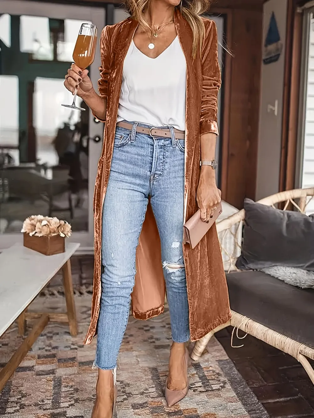 Open Front Long Sleeve Coat, image 21