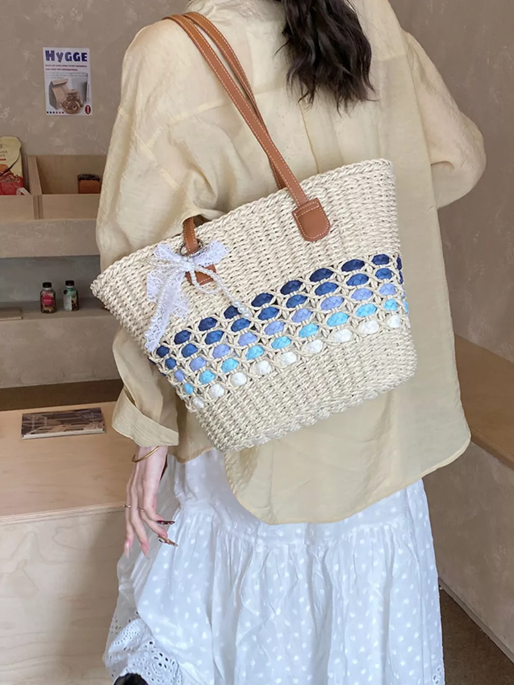 Woven Straw Shoulder Bag, image 2