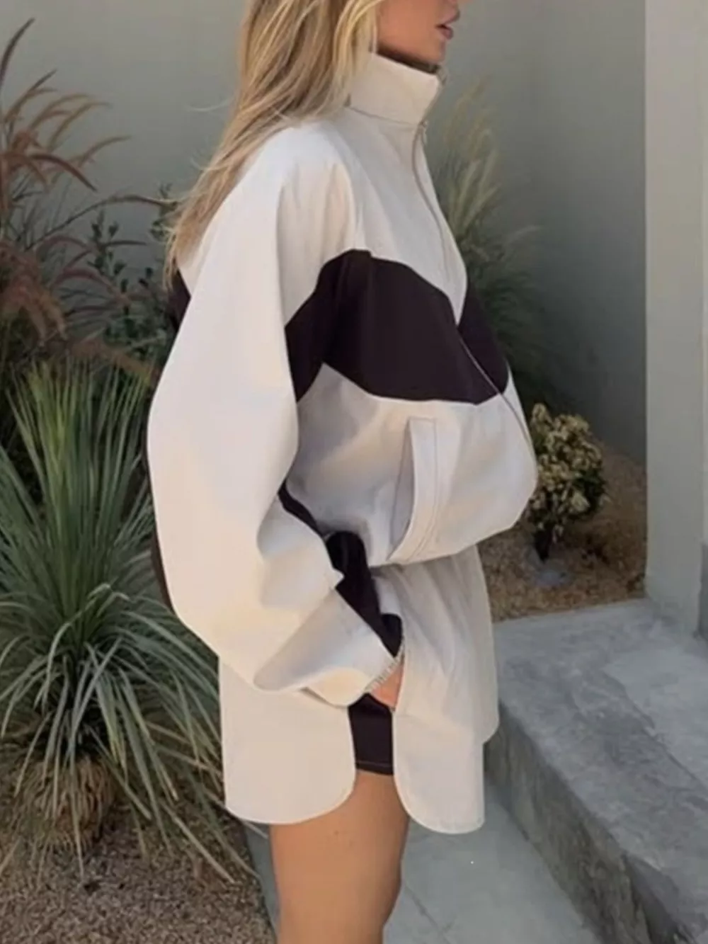 Color-Block Zip-Up Jacket and Shorts Set, image 5