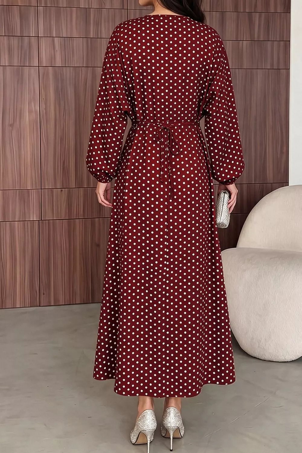 Polka Dot Long Sleeve Maxi Dress, image 18