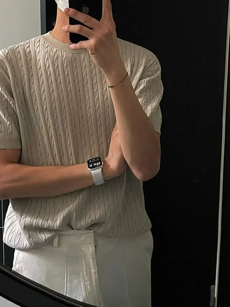 Men's Full Size Round Neck Short Sleeve Knit Top Plus Size, image 3