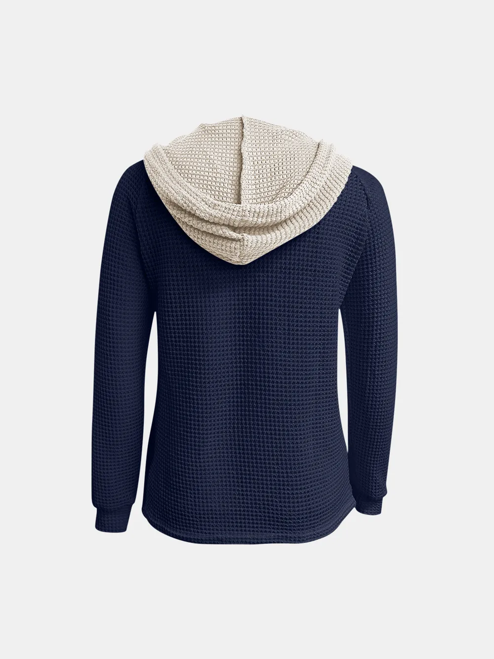Full Size Waffle-Knit Contrast Long Sleeve Hoodie, image 12