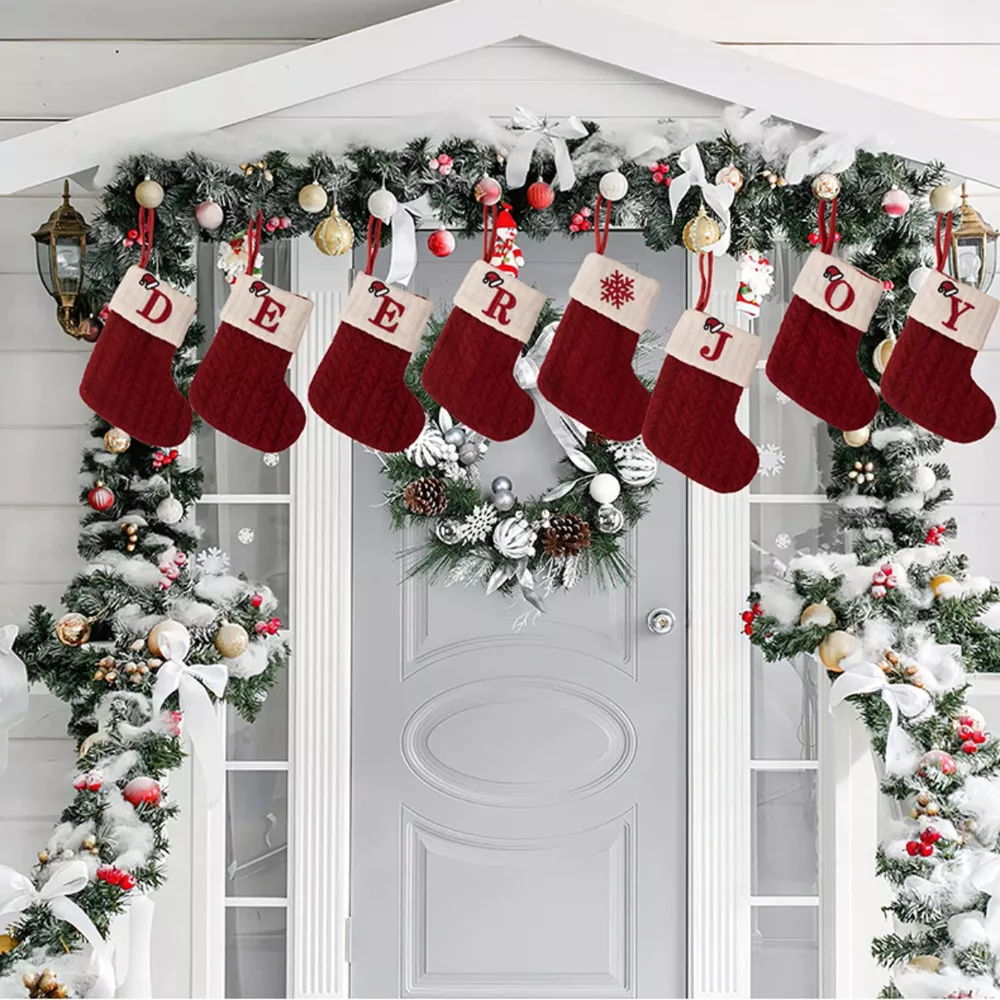 Cable-Knit Contrast Christmas Stockings, image 12