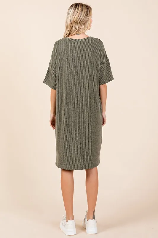 Urban Rib Knit Short Sleeve Tee Dress, image 3