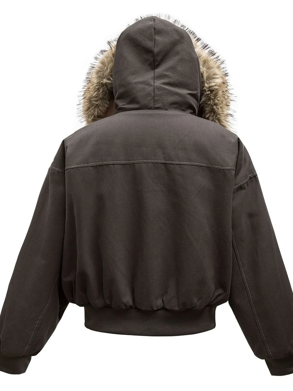 Men's Faux Fur Hooded Zip Up Jacket, image 4