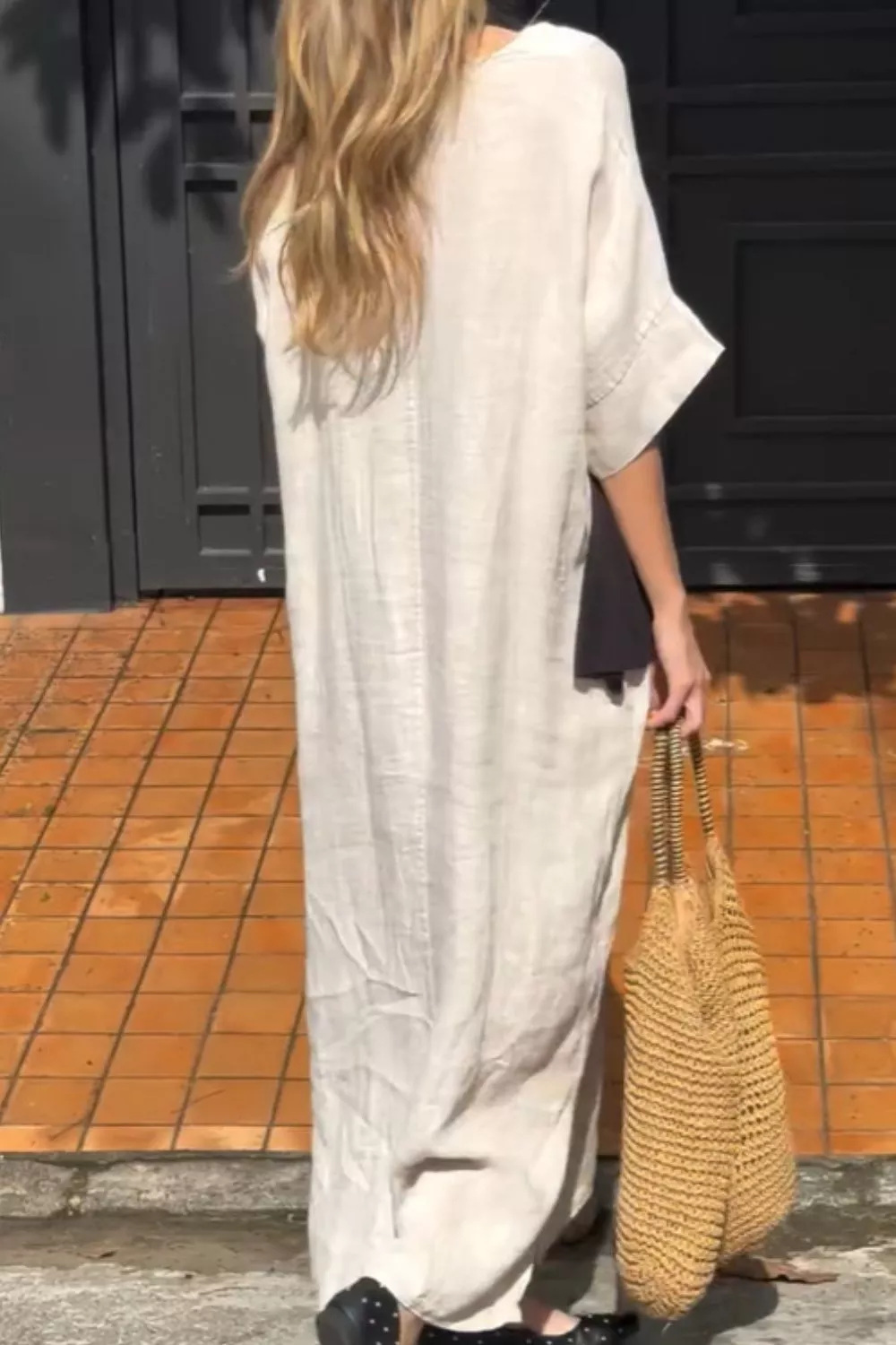 Full Size V-Neck Maxi Dress with Flowy Silhouette Plus Size, image 5