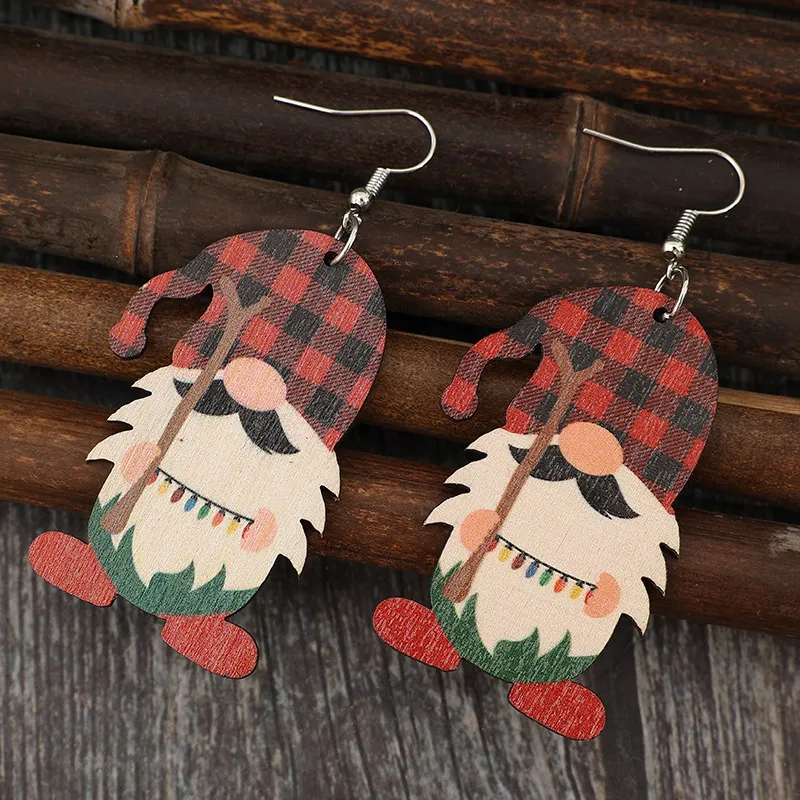 Wooden Pointed Hat Gnome Earrings, image 2