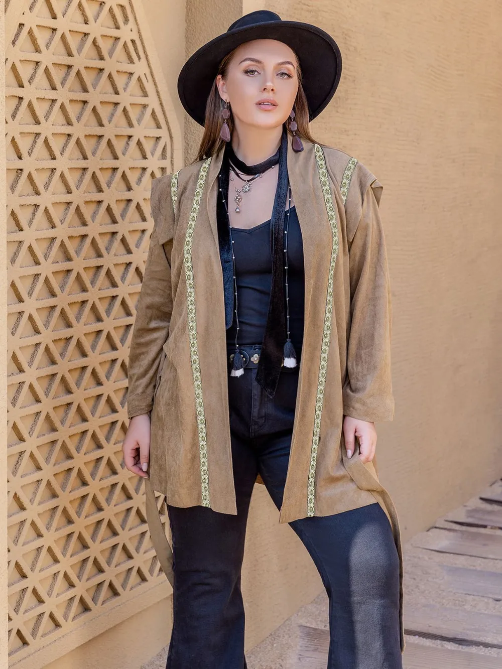 Plus Size Long Sleeve Tie Waist Cardigan, image 3