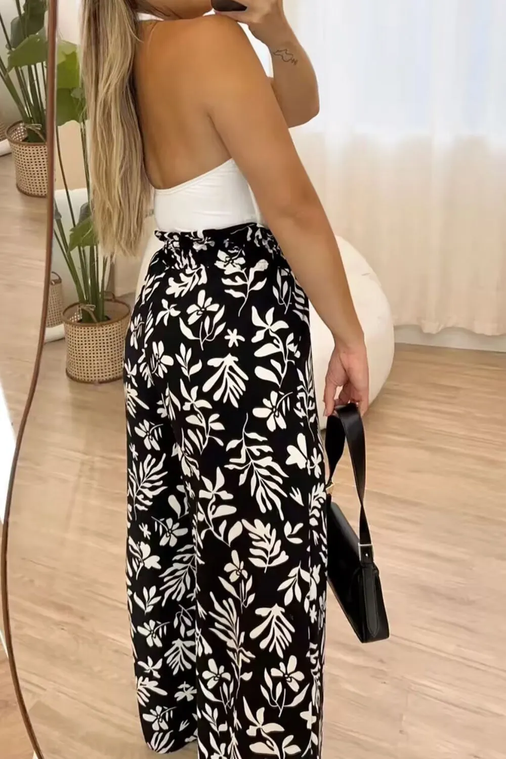 Full Size Printed High Waist Wide Leg Pants, image 2