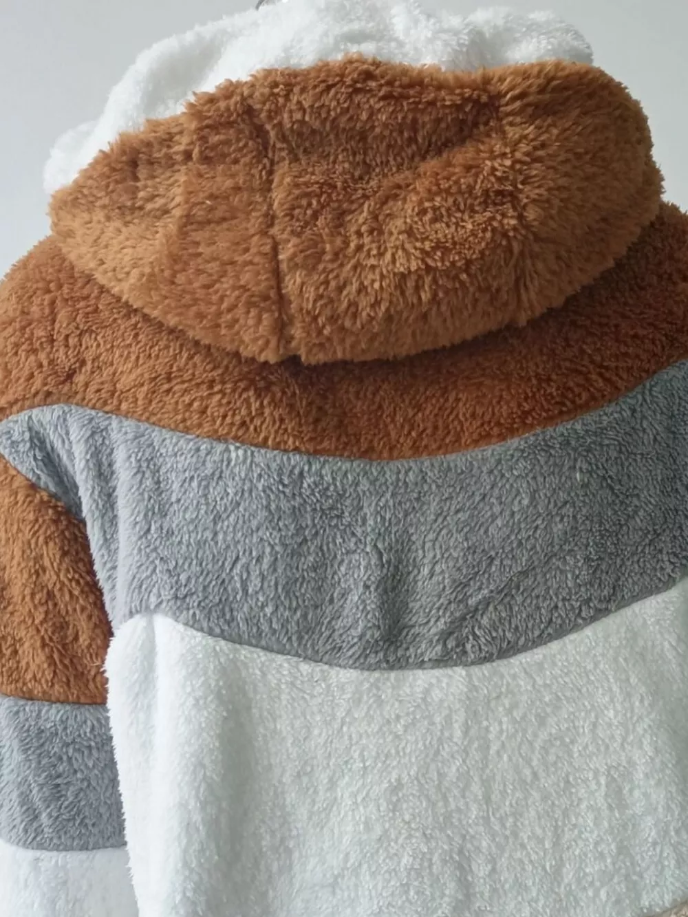 Full Size Fuzzy Zip Up Hooded Outerwear Plus Size, image 6