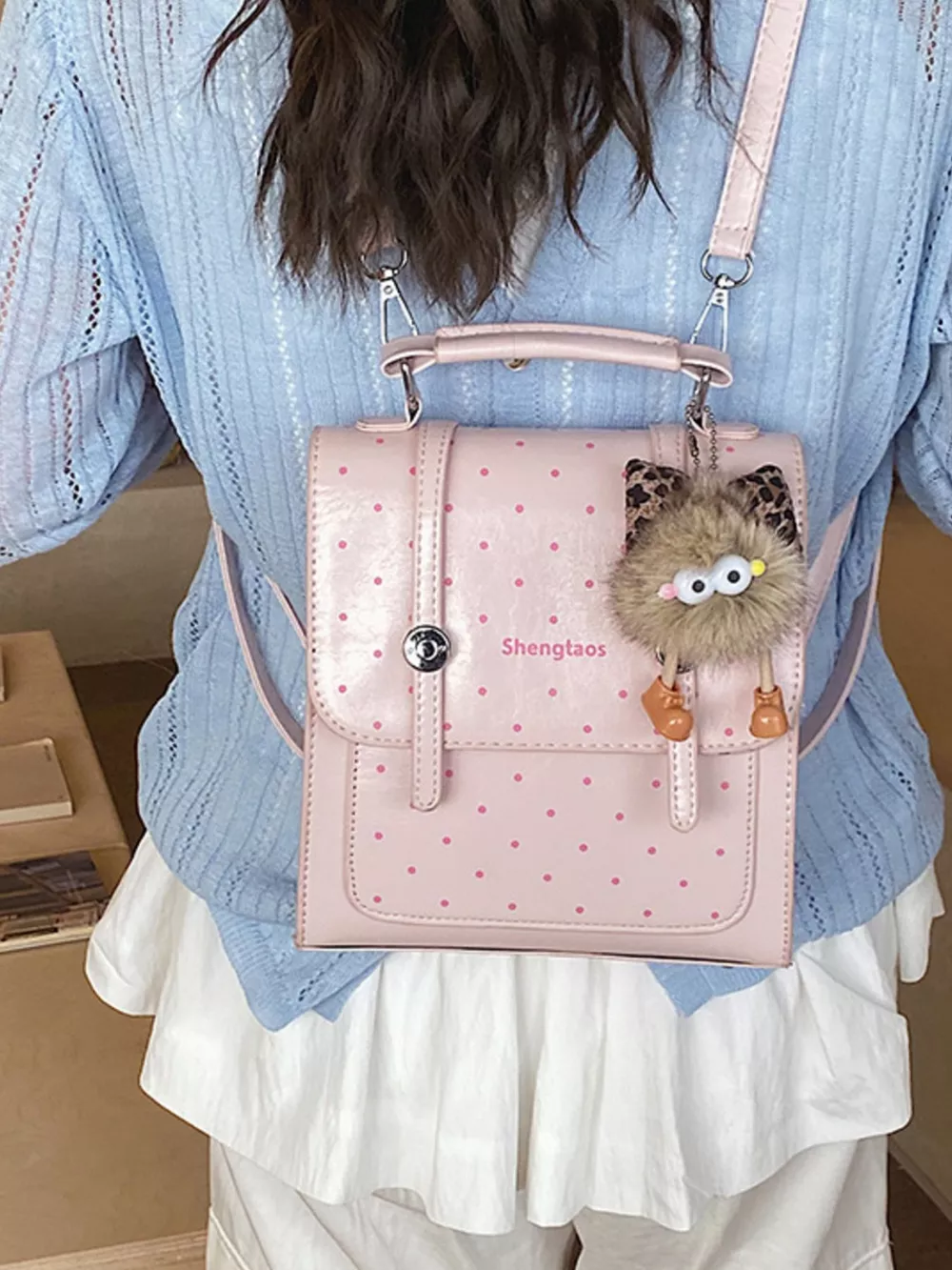 Polka Dot Backpack Bag, image 6