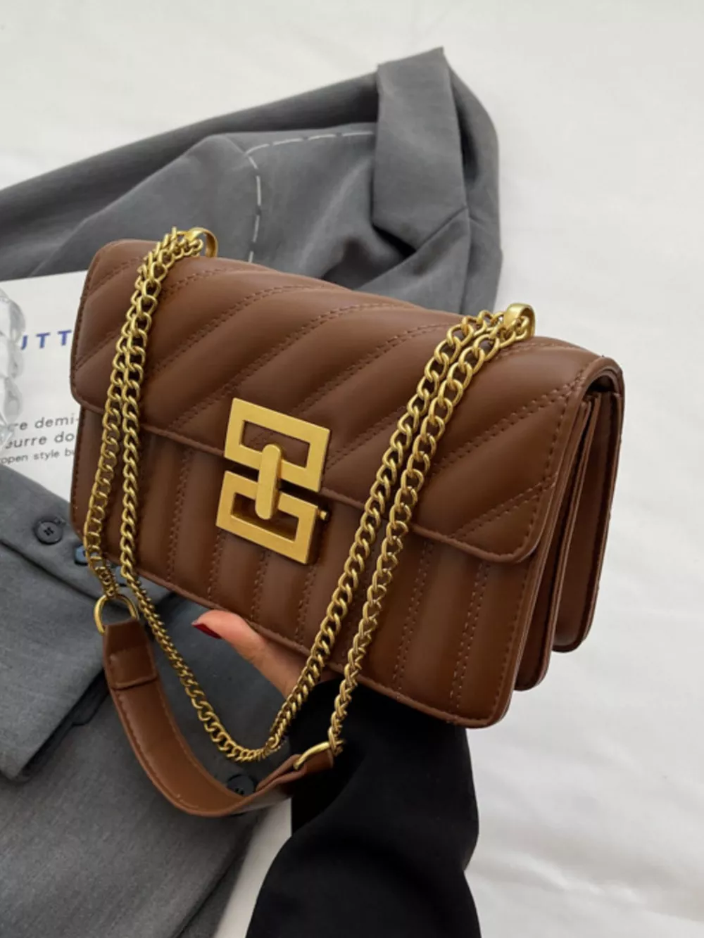Quilted Flap Chain Shoulder Bag, image 10