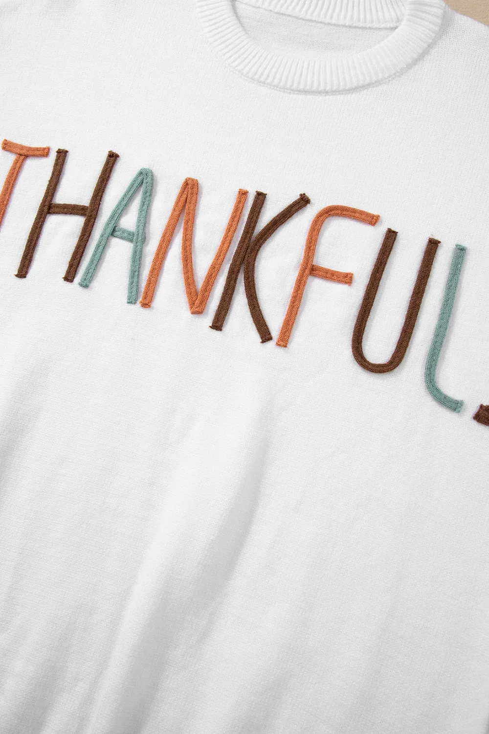 THANKFUL Round Neck Drop Shoulder Sweater, image 9