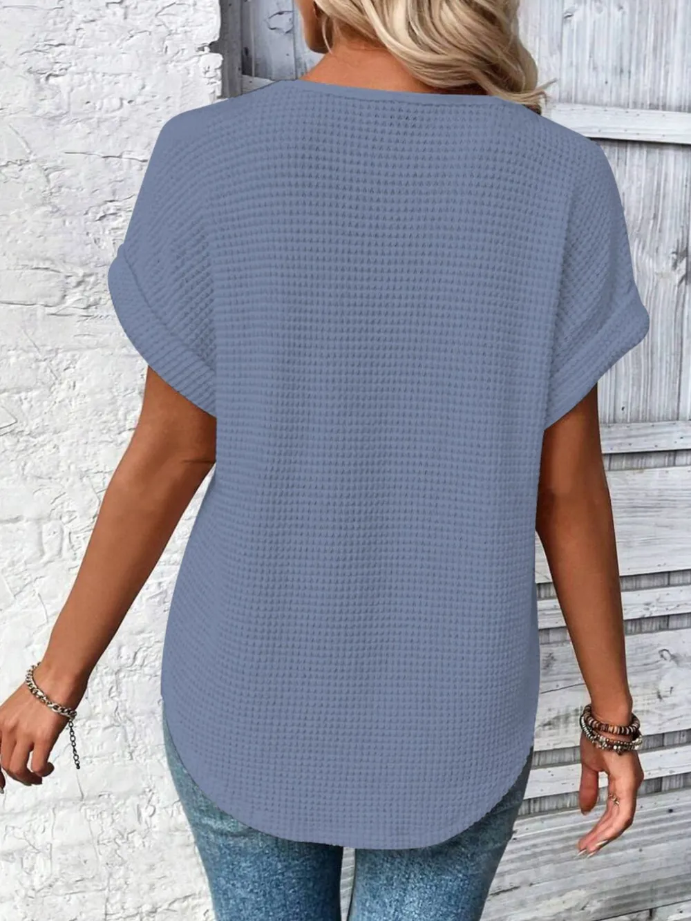 Crochet Lace Short Sleeve Casual T-Shirt, image 17