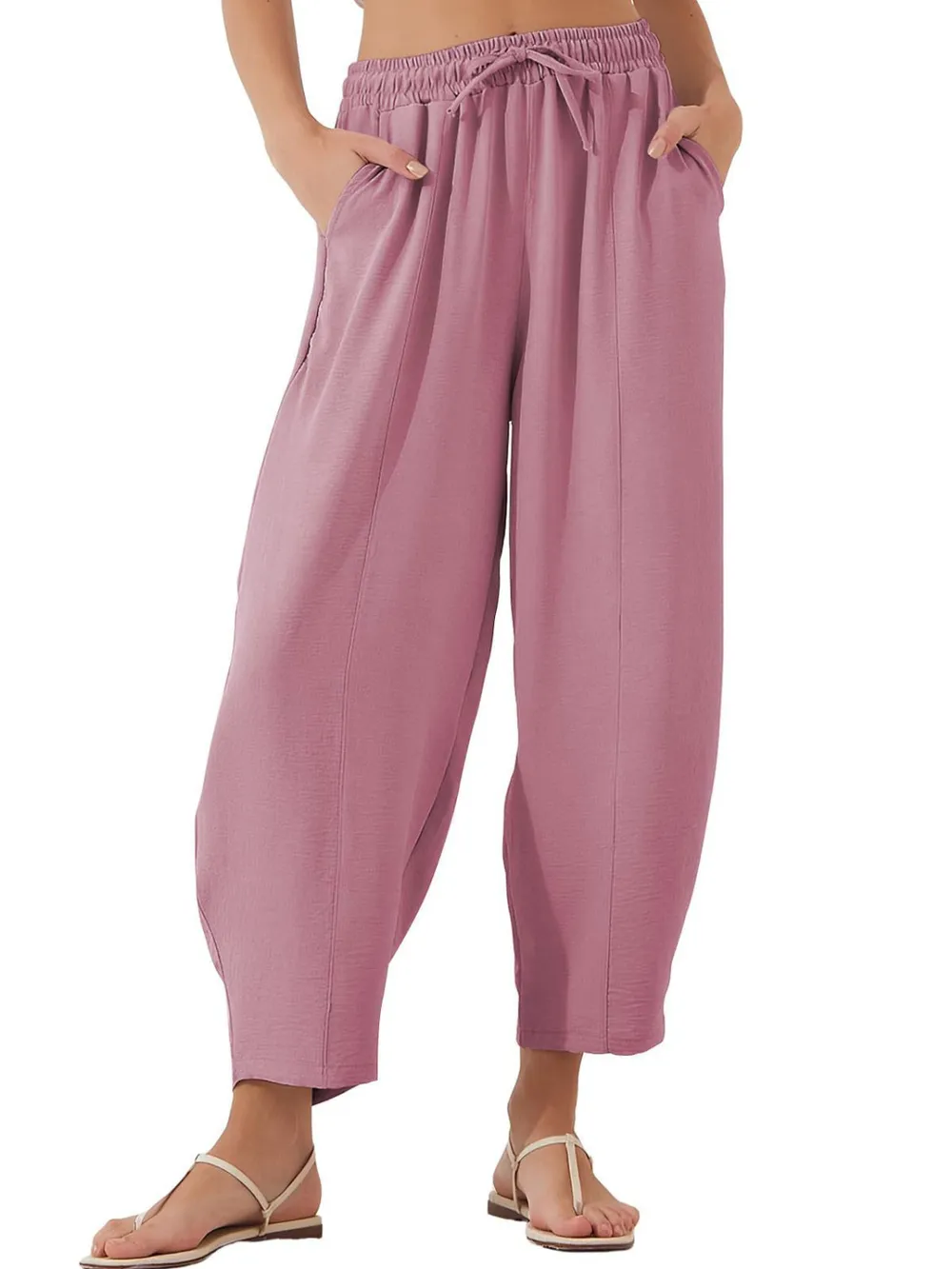 Full Size Drawstring Cropped Jogger Pants Plus Size, image 4